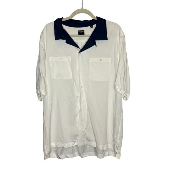 Todd Snyder Japanese Contrast Rayon Bowling Shirt in White - Picture 3 of 9